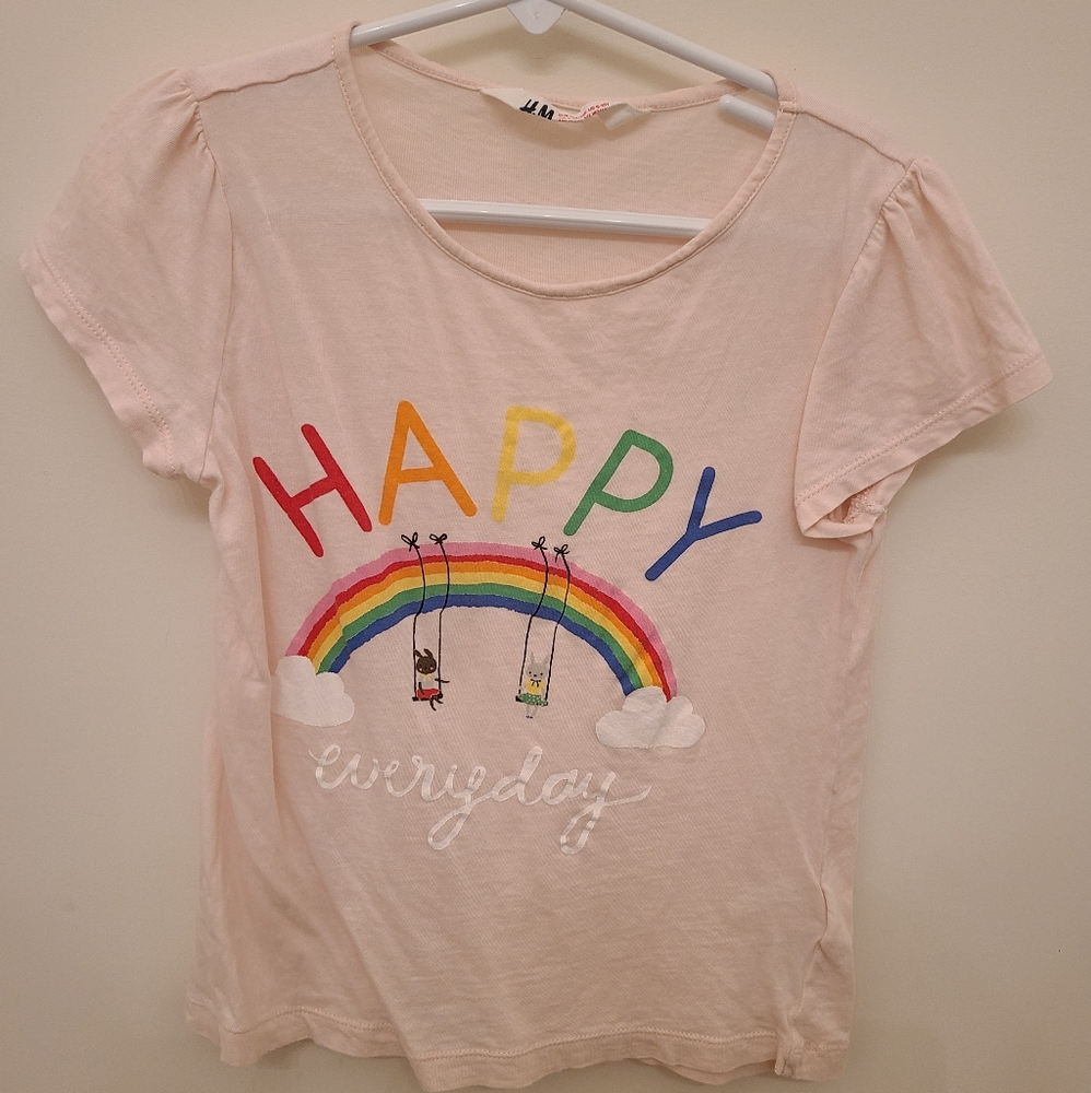 Girl's Pink Bunny rainbow Rabbit T-Shirt